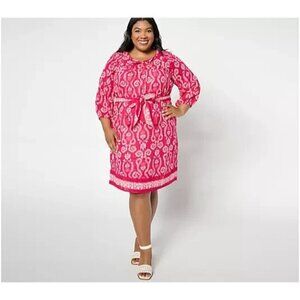 Studio Park X Amy Stran Regular Border Print Dress Beetroot,S A673827